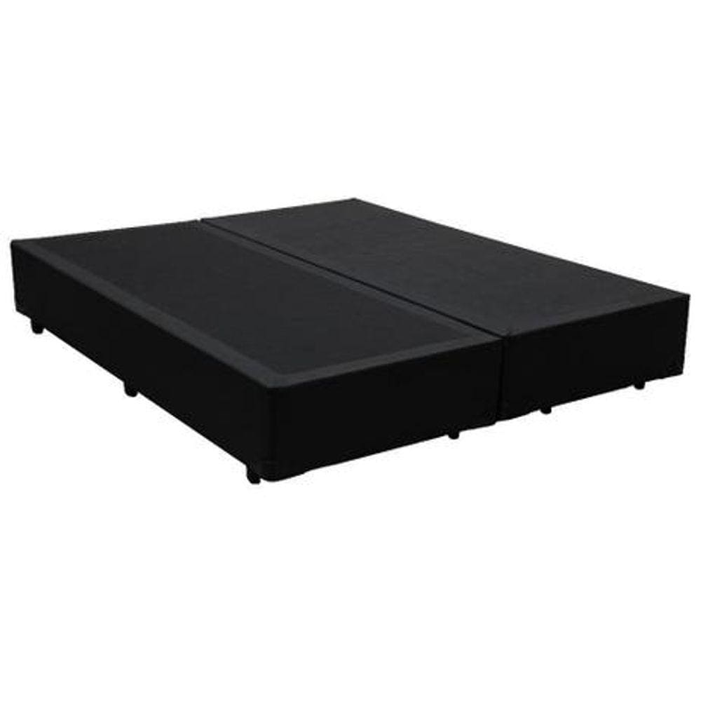 Base Cama Box Bipartido Casal Sintético Preto RC Sono Leve 38x138x188