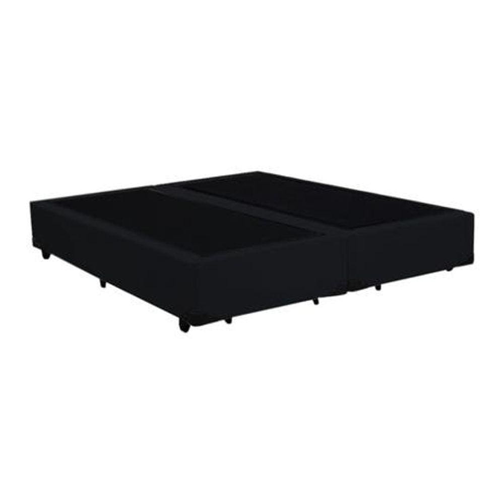 Base Cama Box Bipartido Casal Suede Preto RC Sono Leve 38x138x188