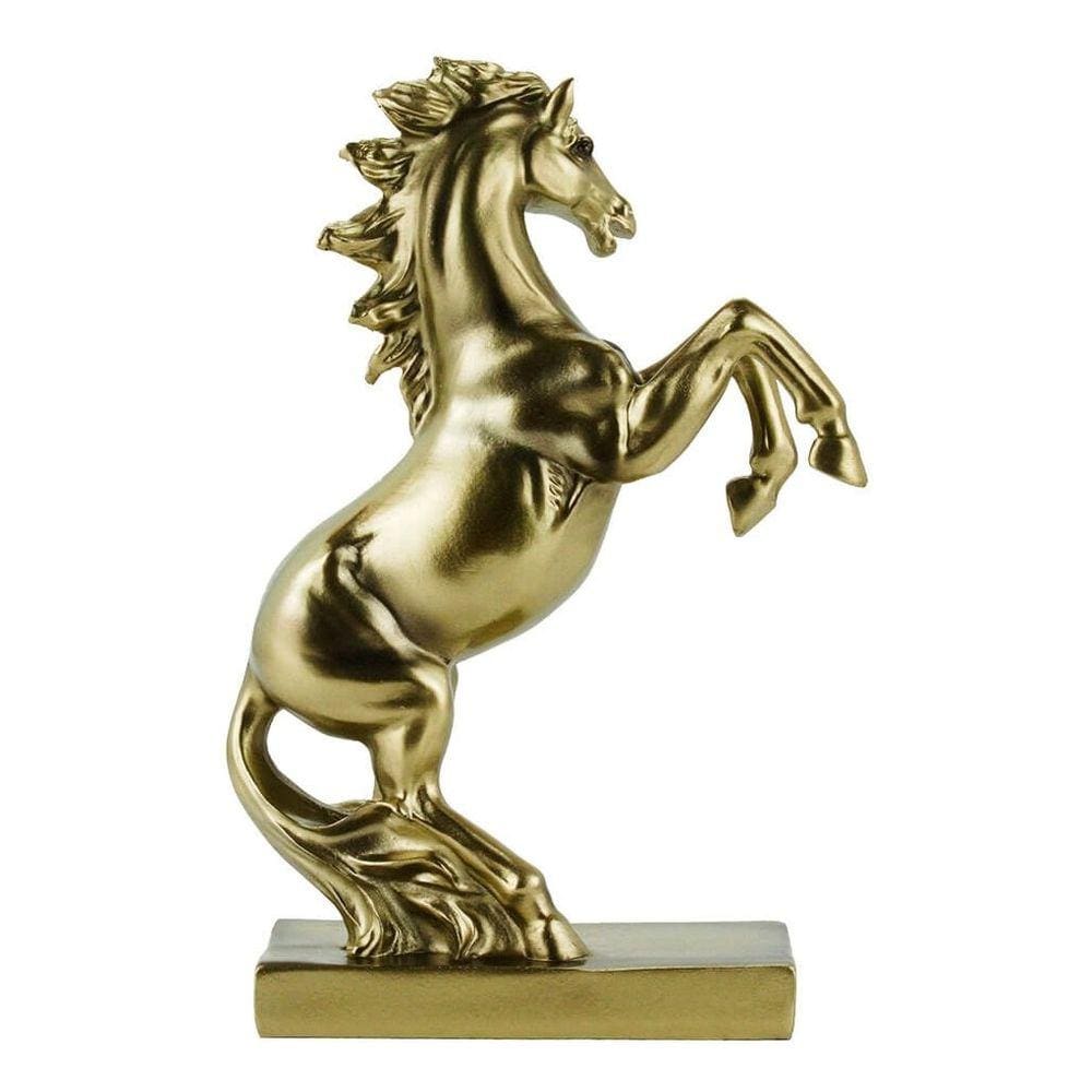 Enfeite Decoração Rack Sala Cavalo Dourado Pequeno - 12cm