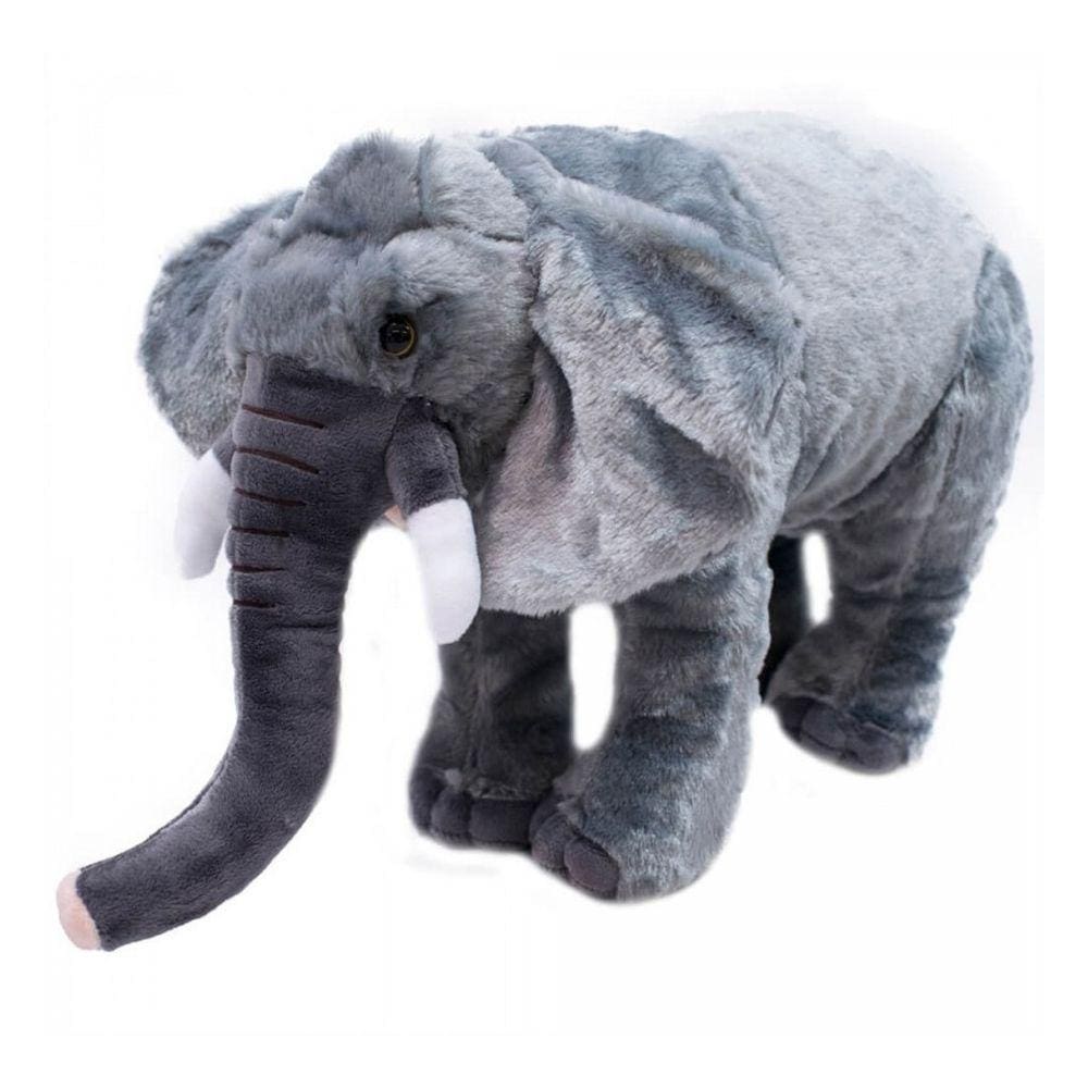 Elefante Cinza Realista 15cm - Pelúcia Enfeite Safári