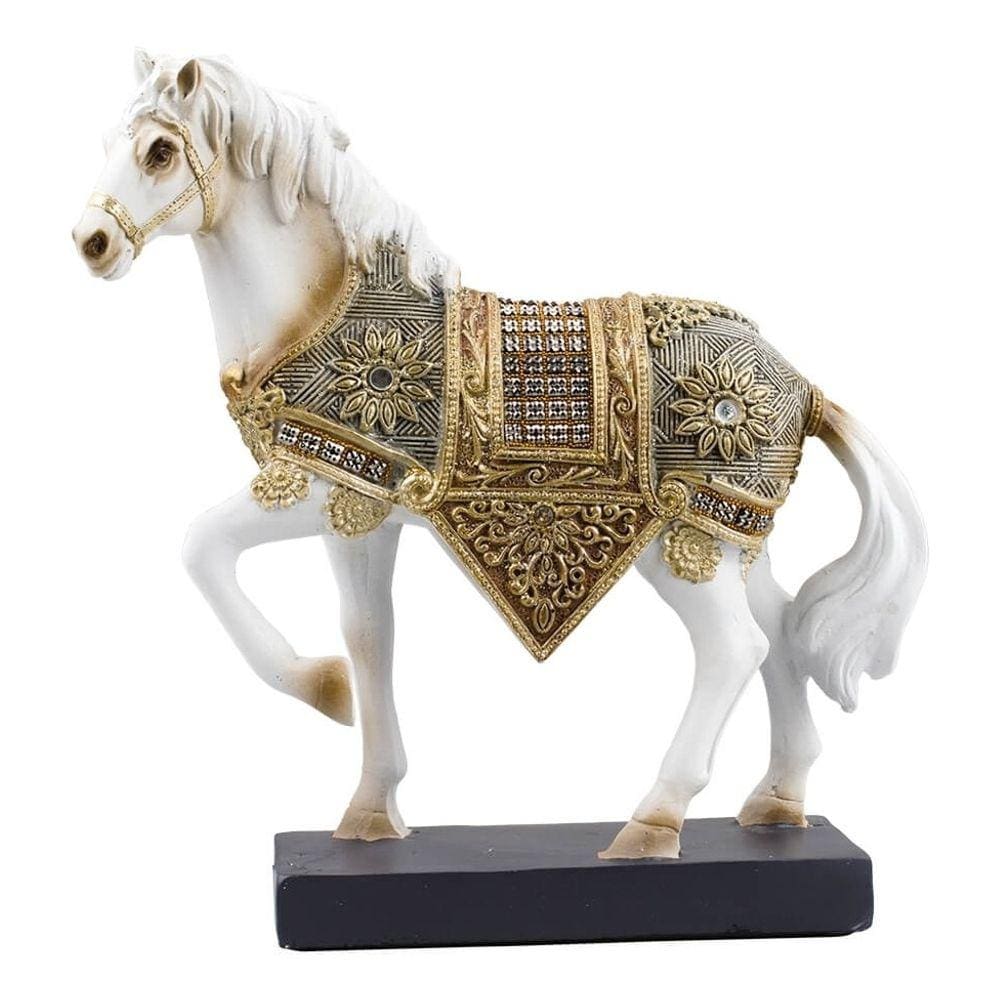 Enfeite Decoração Rack Sala Cavalo Branco Realista - 19cm
