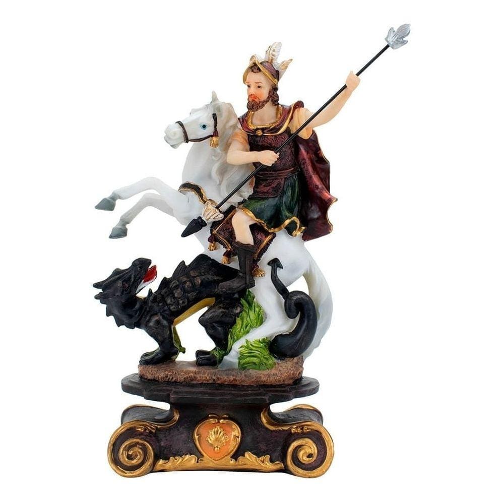 Enfeite Resina Estátua São Jorge Guerreiro Grande - 30cm