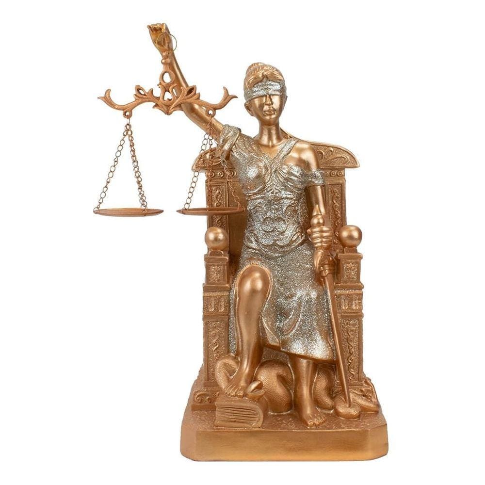 Estatua Estatueta Enfeite Direito Dama Da Justiça Rosê 29cm