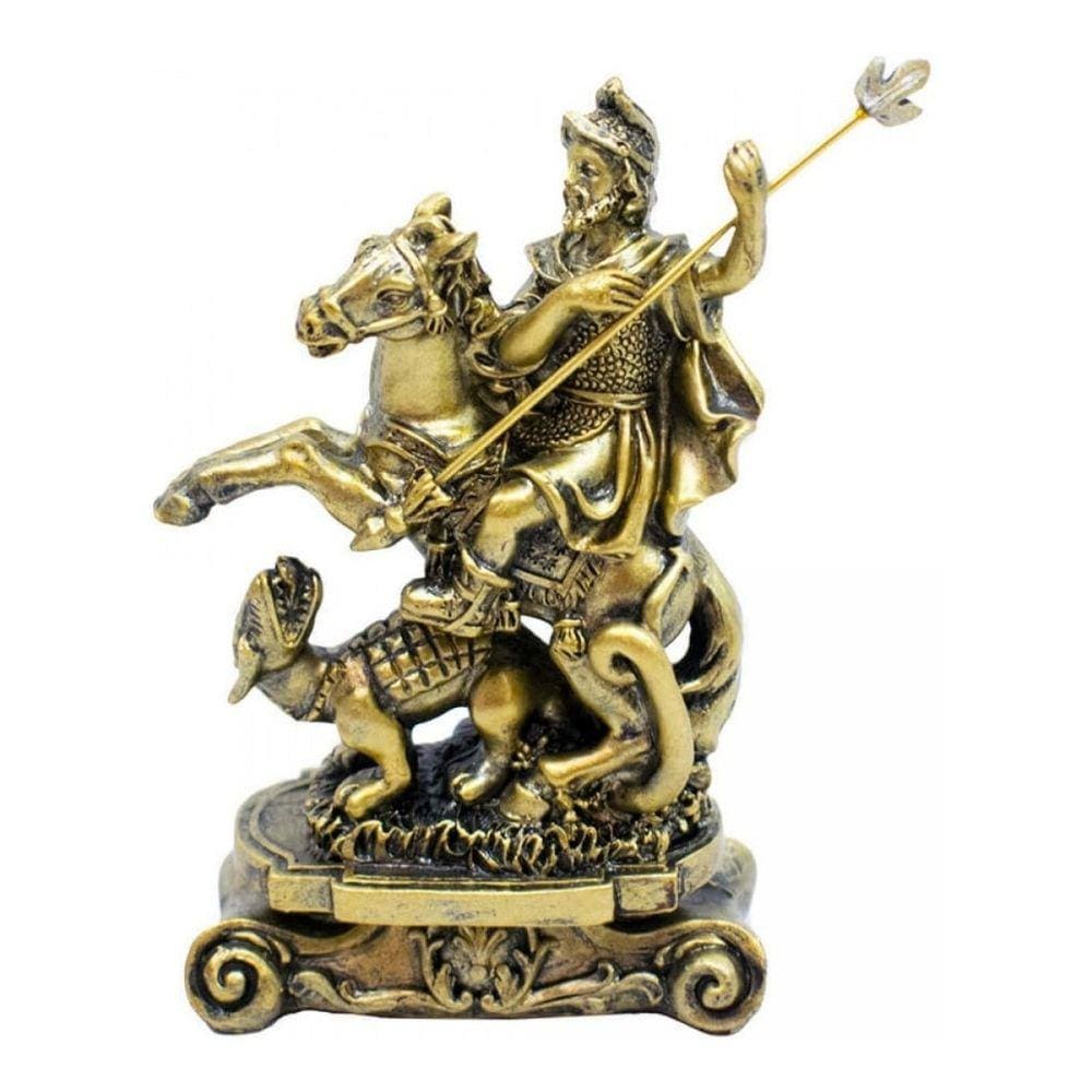 Imagem São Jorge Pequena Dourado 12cm - Enfeite Resina