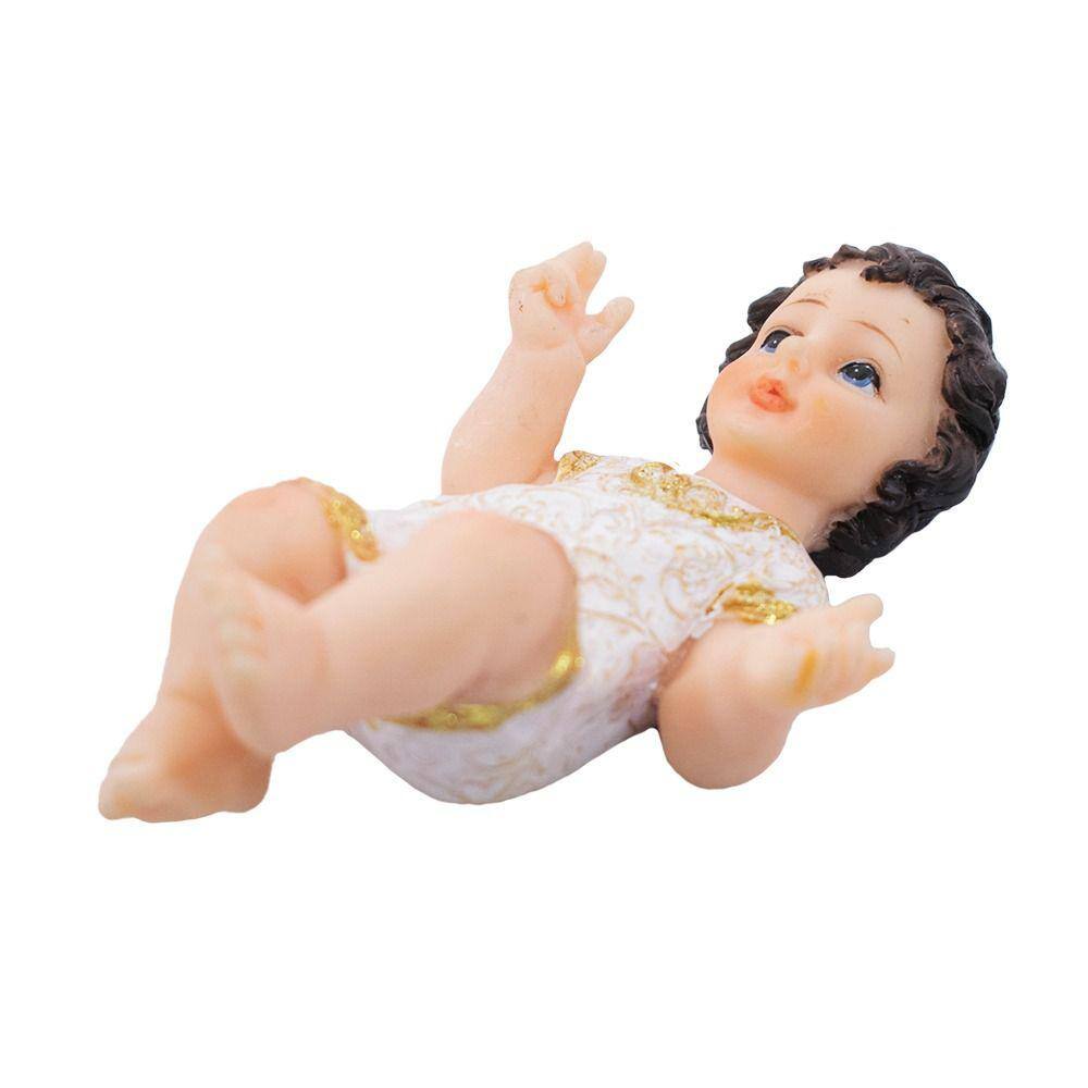 Menino Jesus Roupa Branca 12cm - Enfeite Resina