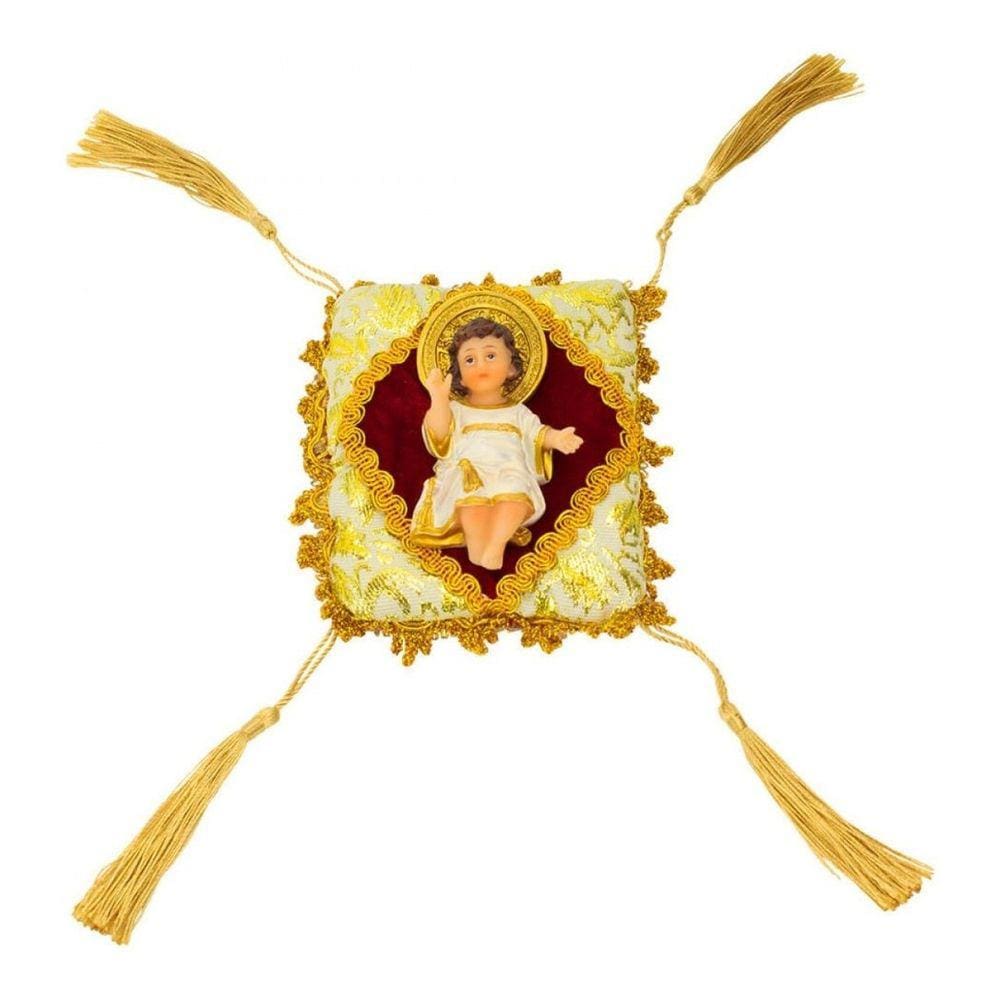 Menino Jesus Bebê  Na Almofada Pequeno 9,5 Cm Enfeite Resina