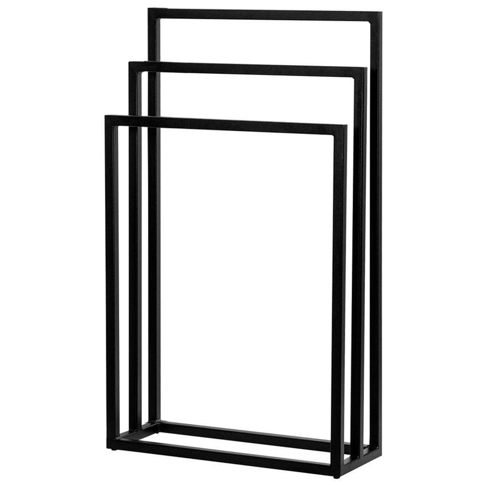 Toalheiro De Piso Triplo Banheiro Lavabo Lovell Metal Preto Dhom Preto