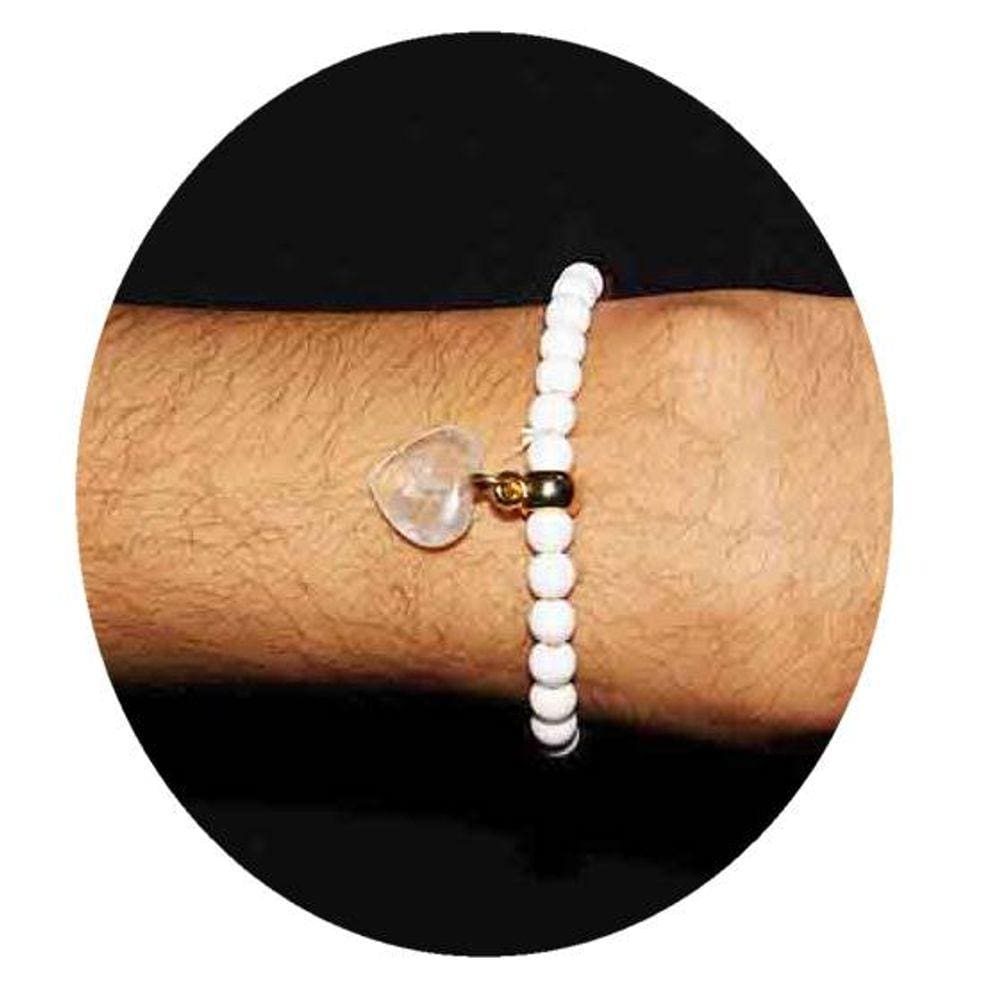 Pulseira Nlux Purpurita e Coração Cristal Cura Espiritual