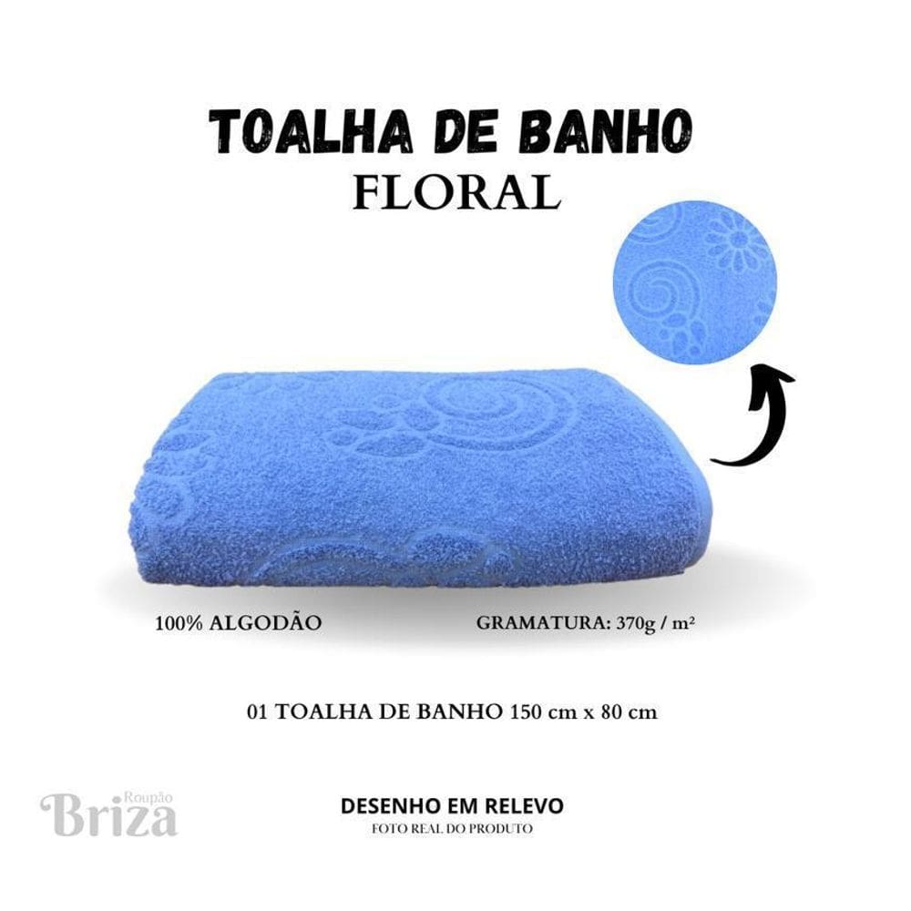 Toalha Banho Gigante Briza Banhão 0,80X1,50M Floral Azul