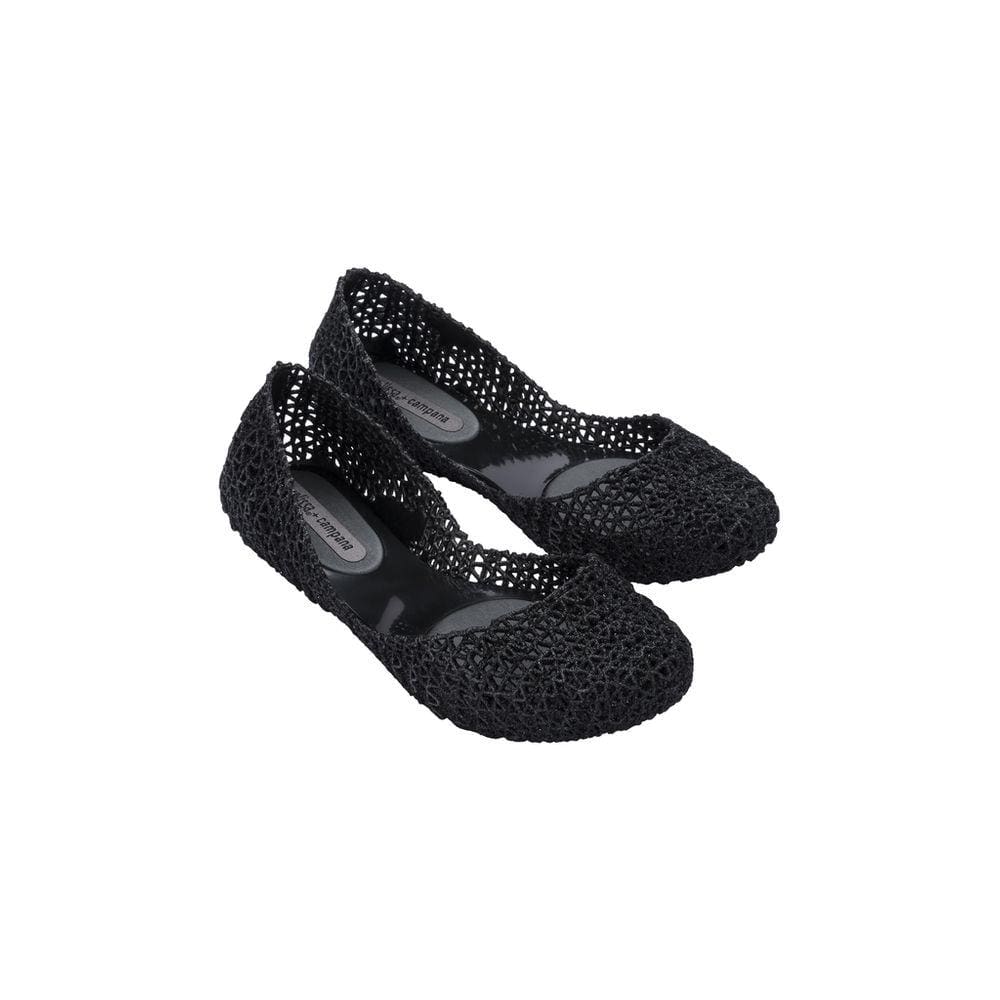 Sapatilha Melissa Campana Papel Preto Glitter