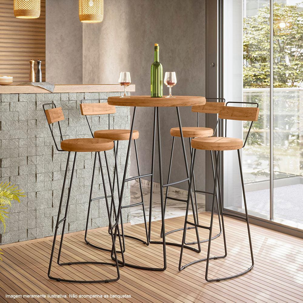 Mesa Bistrô Alta Madeira Maciça Tampo de Peroba Aurora Cor Peroba Rosa - Dream Home Design