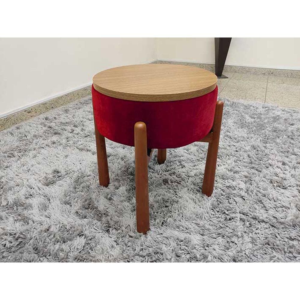 Puff Decorativo Mesinha Vermelho 62 Beth