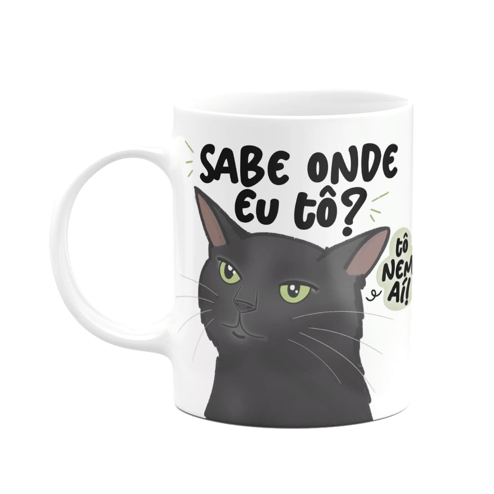 Caneca Divertida Meme Gato - Sabe onde eu tô?