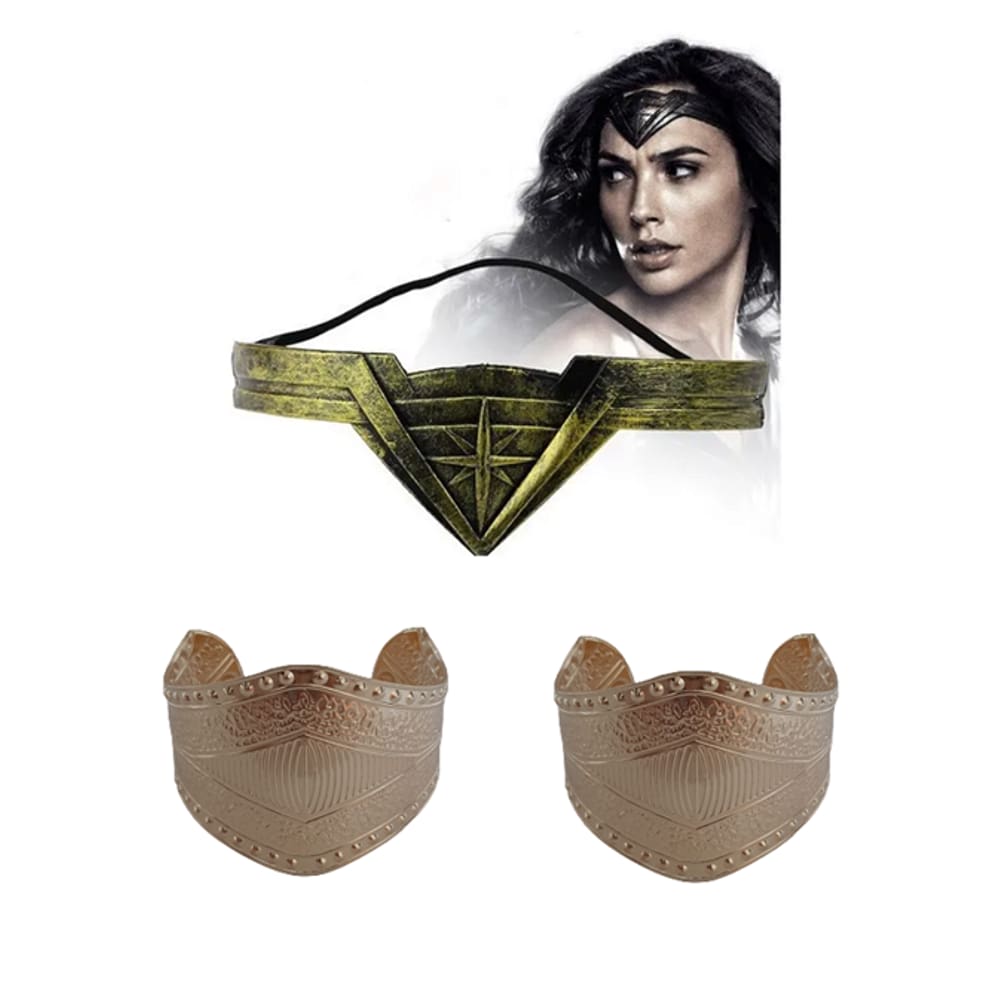 Fantasia Amazona Mulher Maravilha C/ 1 Tiara e 2 Braceletes
