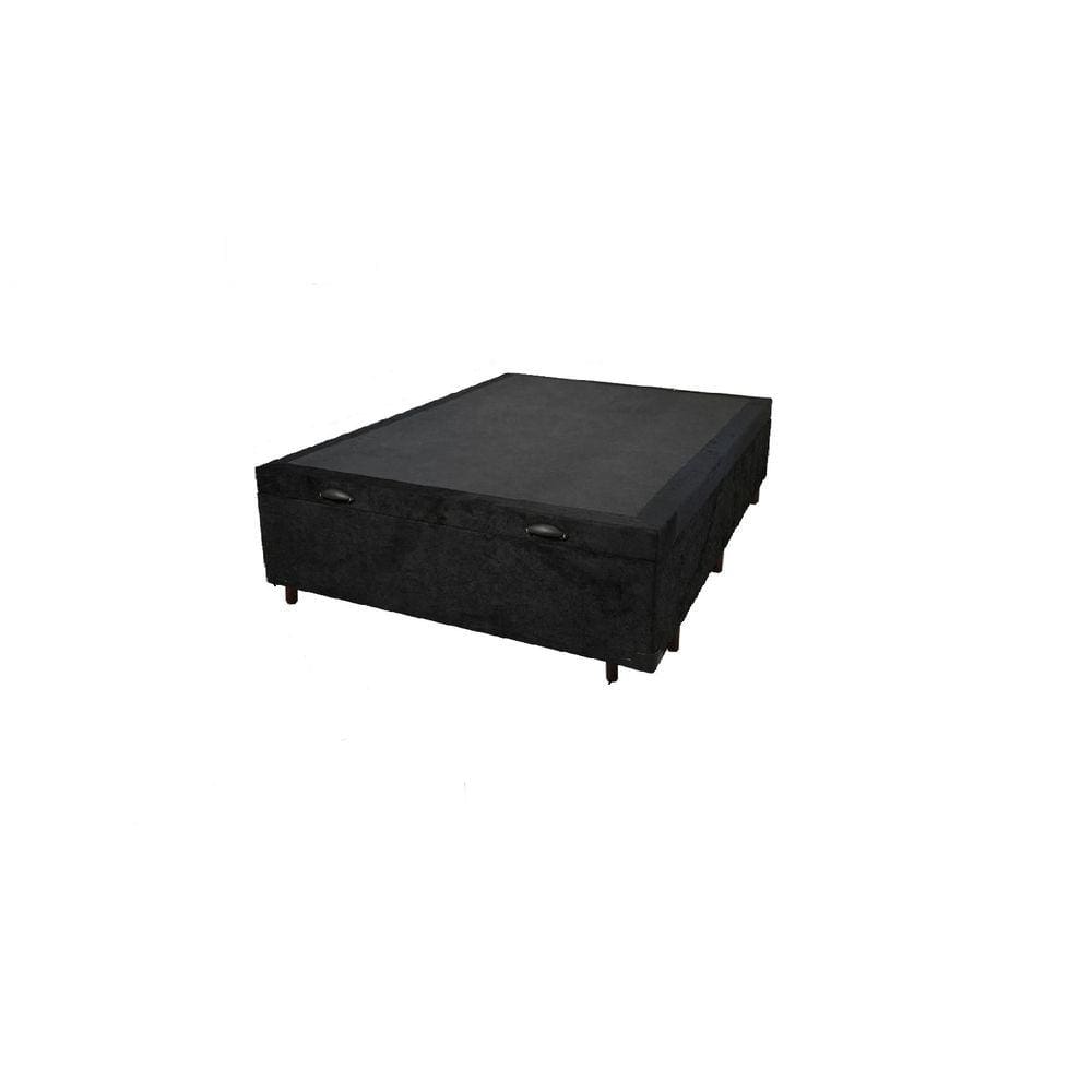 Cama Box Baú Casal Blindado Suede Preto