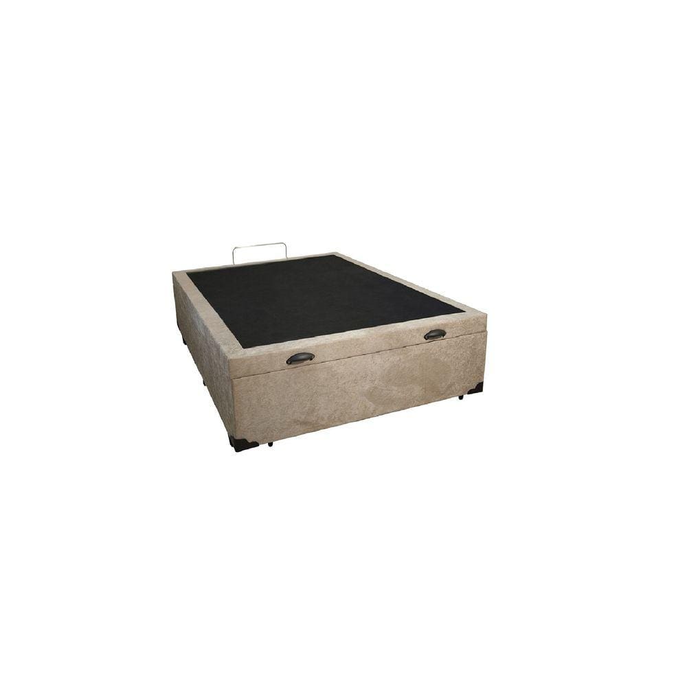 Cama Box Baú Viúvão Blindado Suede Bege Com 128Cm de Largura
