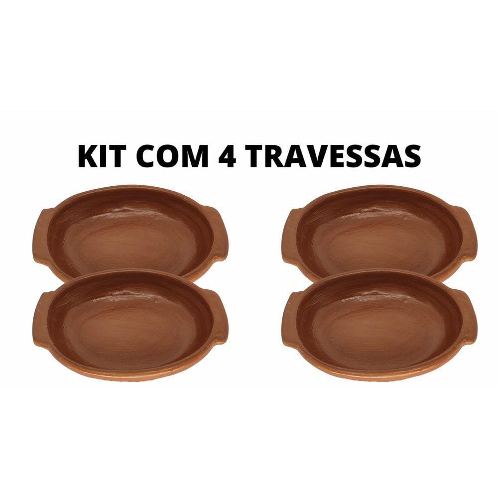 Kit Com 4 Travessas De Barro Artesanais Para Boteco Petiscos