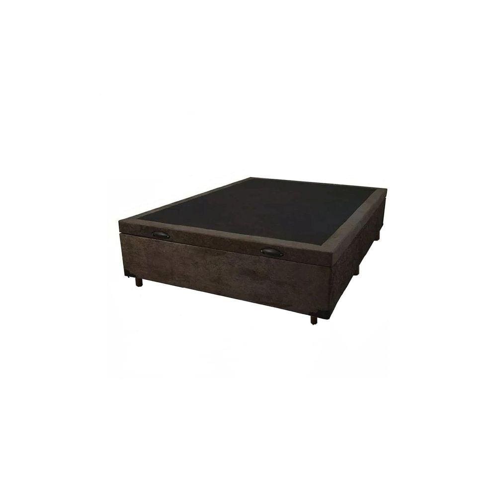Cama Box Baú Casal Blindado Suede Marrom
