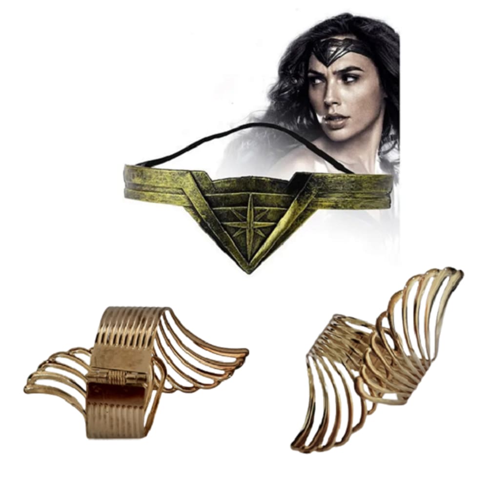 Fantasia Amazona Mulher Maravilha C/ 1 Tiara e 2 Braceletes