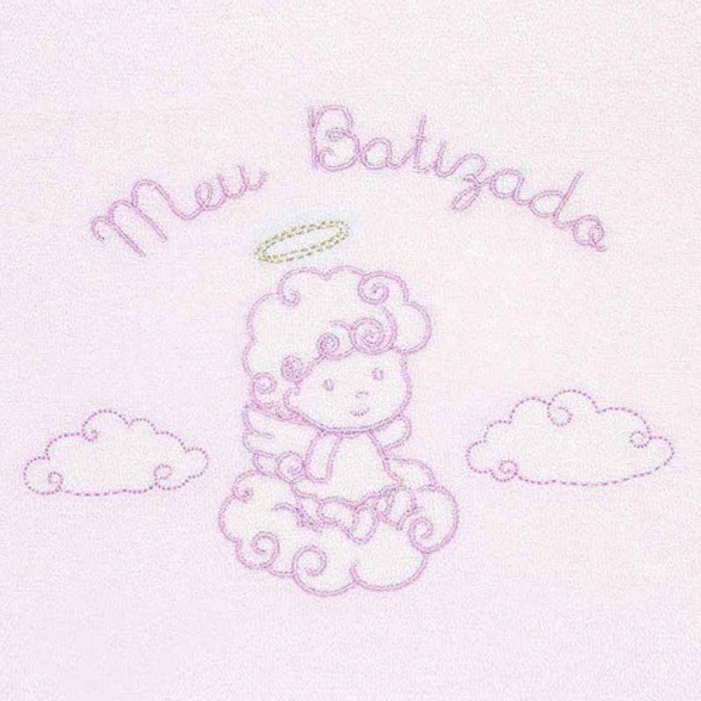 Toalha Meu Batizado Atoalhado Rosa Classic For Baby Cor Rosa