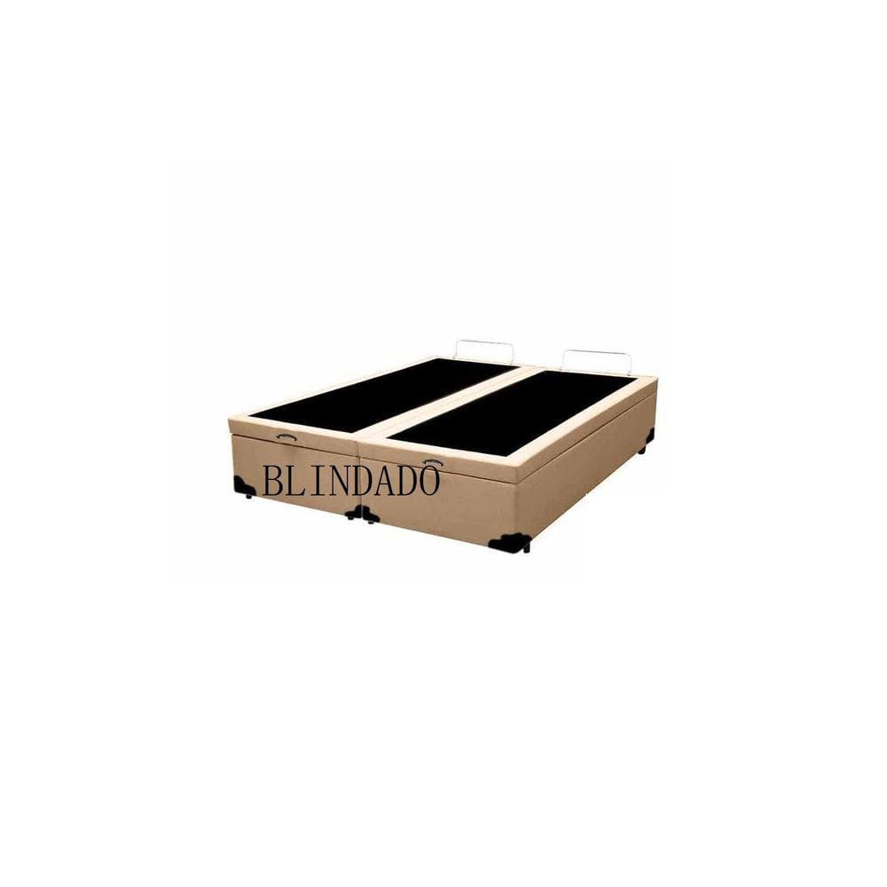 Cama Box Baú Casal Bipartido Blindado Sintético Bege