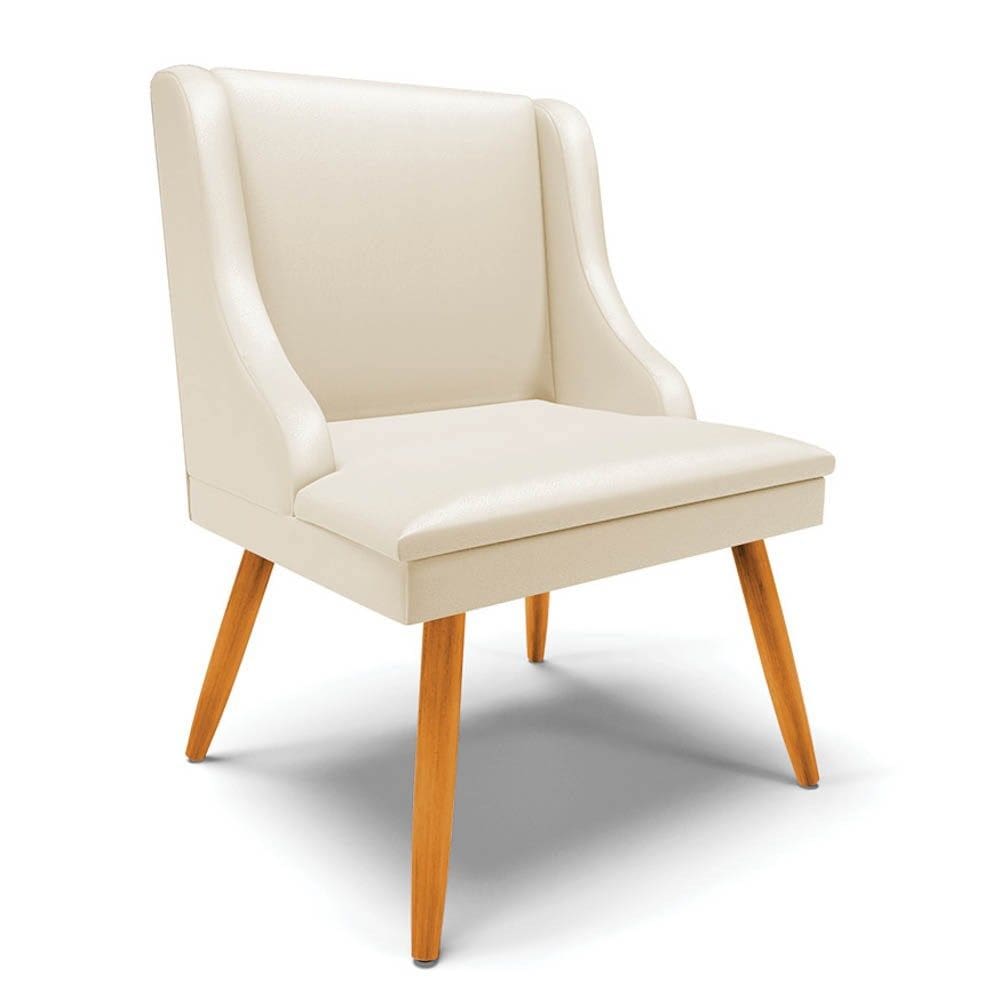 Cadeira Estofada para Sala de Jantar Pés Palito Lia Sintético Bege - Ibiza