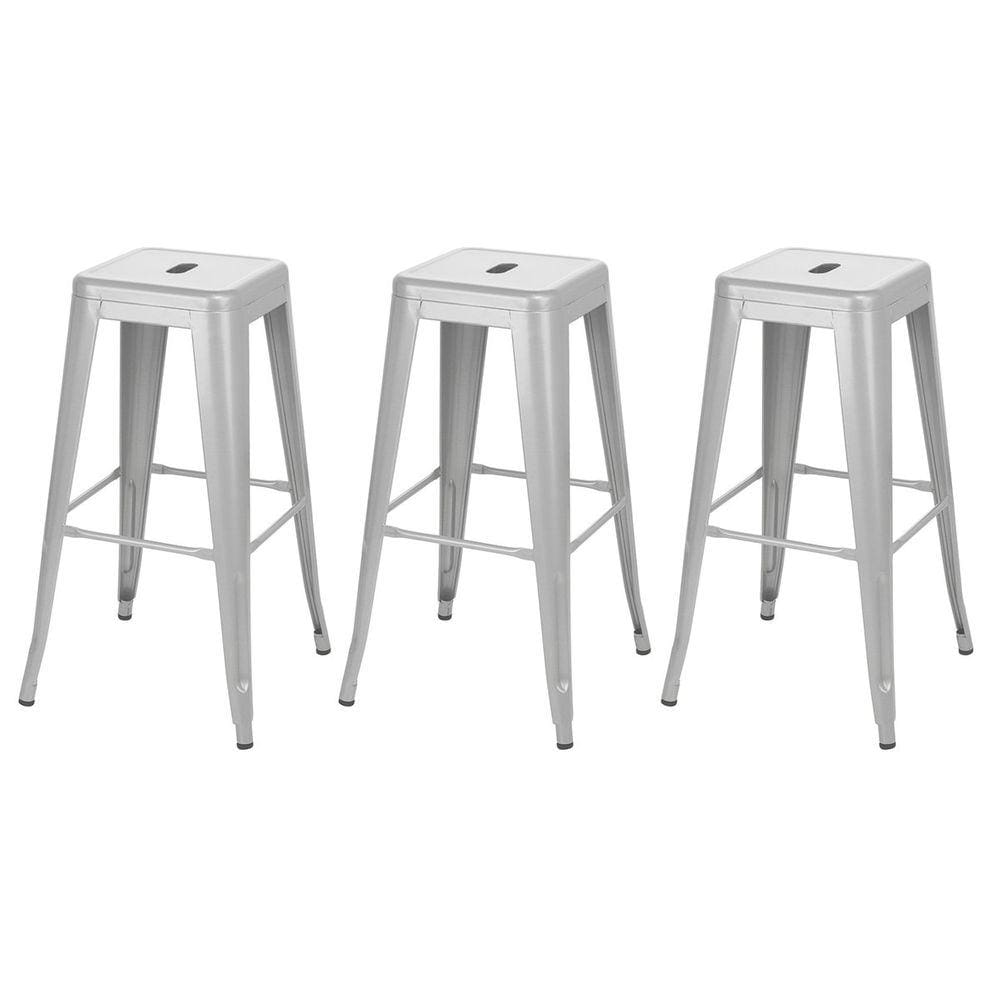 Kit 3 banquetas altas Iron Tolix 76 cm Prata bancada cozinha bar