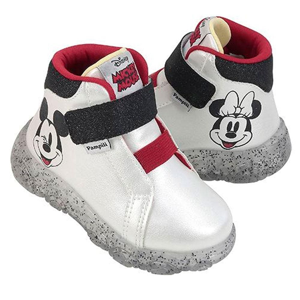 Tênis Mickey E Minnie Collab Disney Sintético Com Led Pampili Ref: 682028 20/27