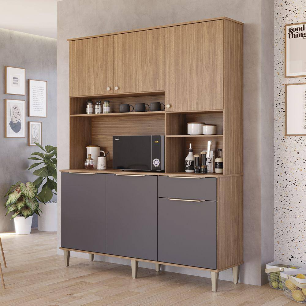 Cozinha Compacta 06 Portas 01 Gaveta 150cm Lara Freijó Titânio MGM