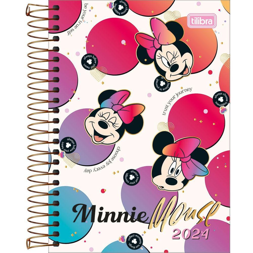 Agenda Espiral Diária 12,9 x 18,7 cm Minnie 2024 Tilibra Ref 04423