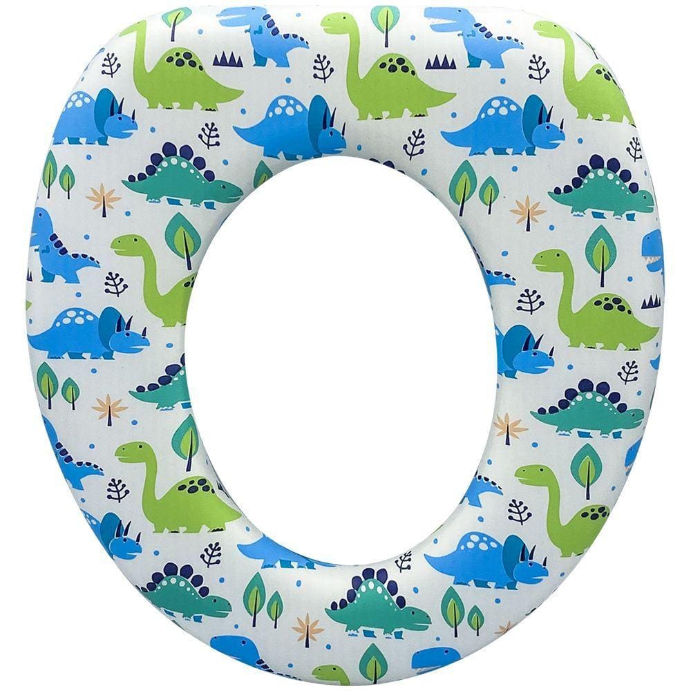 Assento Sanitário Infantil Decorado Dinossauros Espuma Redutor para Vaso Sanitário Oval