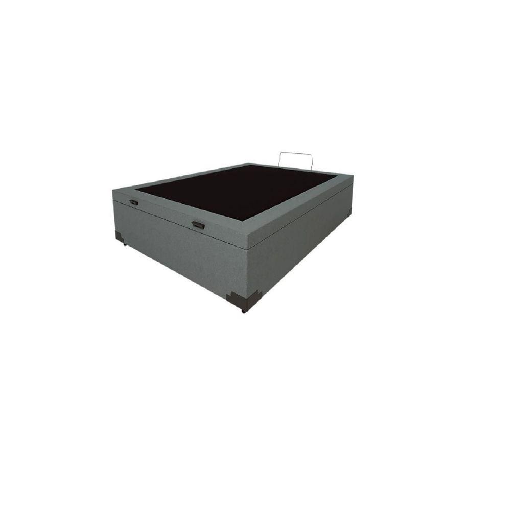 Cama Box Baú Casal Linhão Cinza Com Pistão A Gás