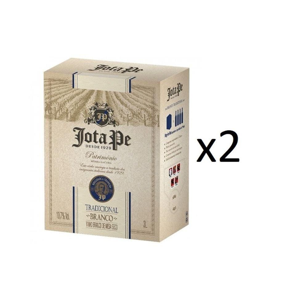 Kit Vinho Jota Pe Branco Seco Casa Perini Bag In Box 3l 2uni