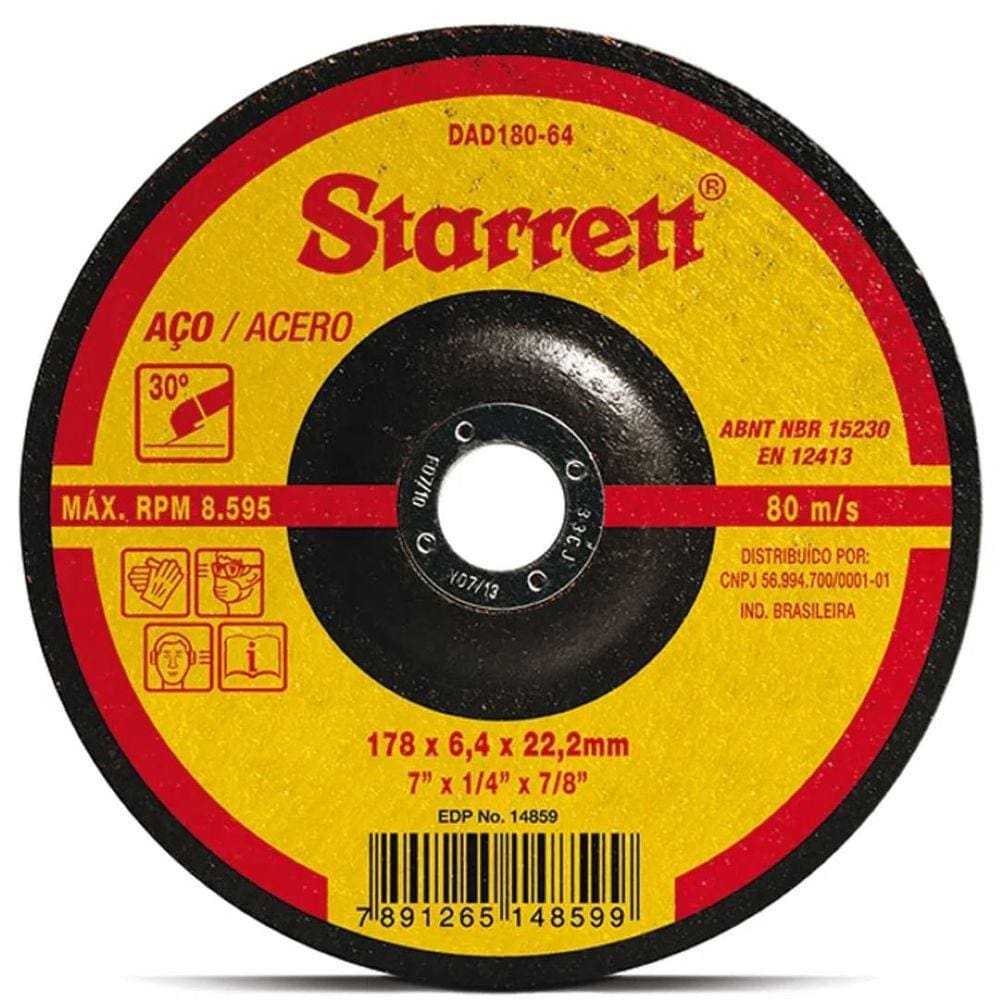 Disco De Desbastes De Metal , 7"" x 1/4"" x 7/8"" Starrett