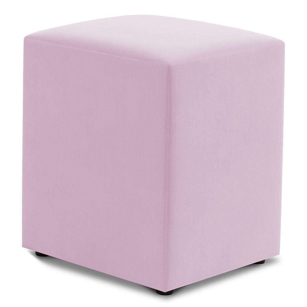 Puff Decorativo Sala de Estar Quadrado 36x47cm Sintético Rosa Bebê - Desk Design
