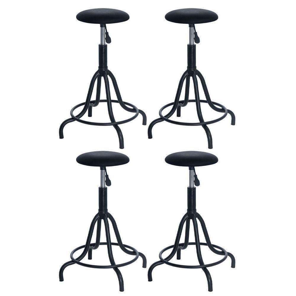 Kit 4 Banquetas Estofadas Cozinha Industrial Loft Giratória West Preto