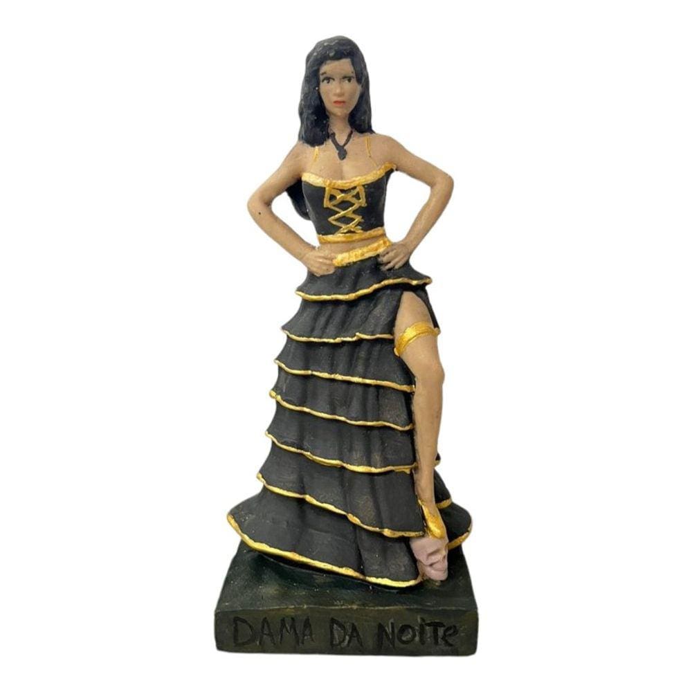 Escultura Pomba Gira Dama Da Noite Preta 15 Cm em Resina