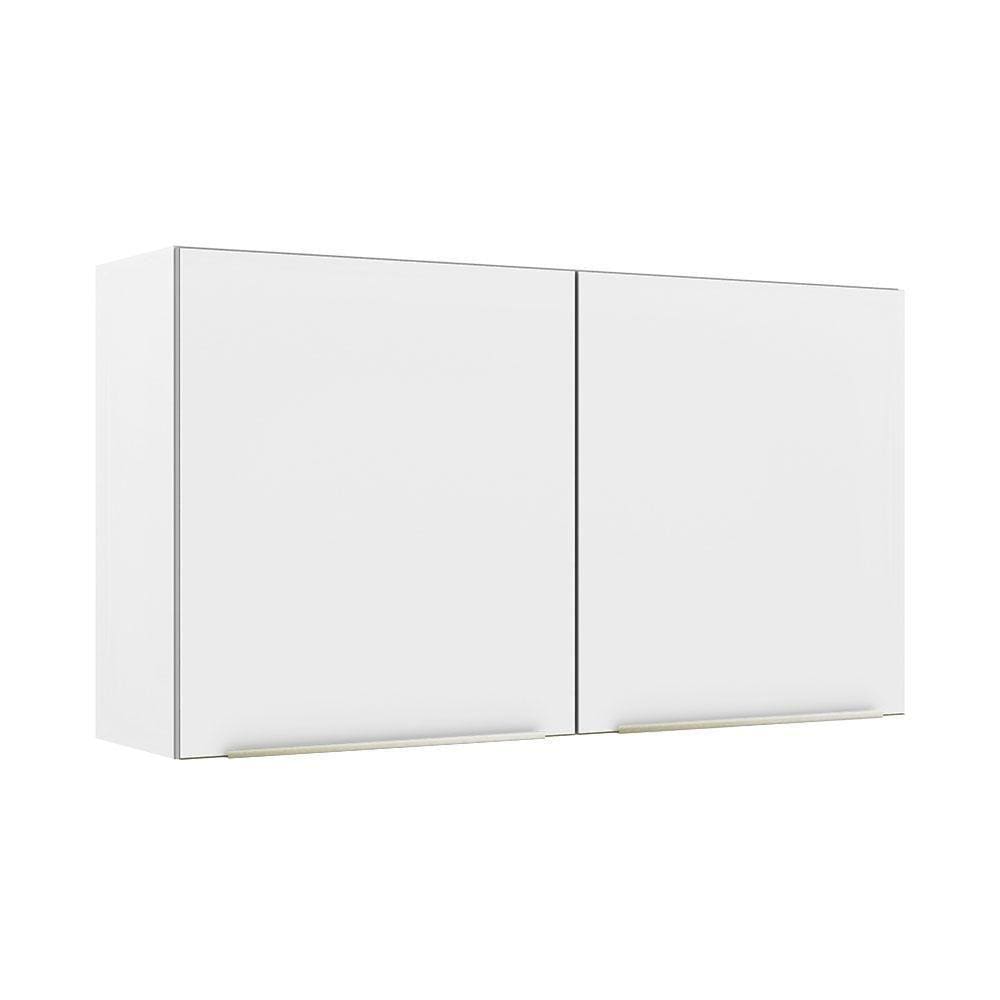 Armário Aéreo 120 Cm 2 Portas Branco/Branco Veludo