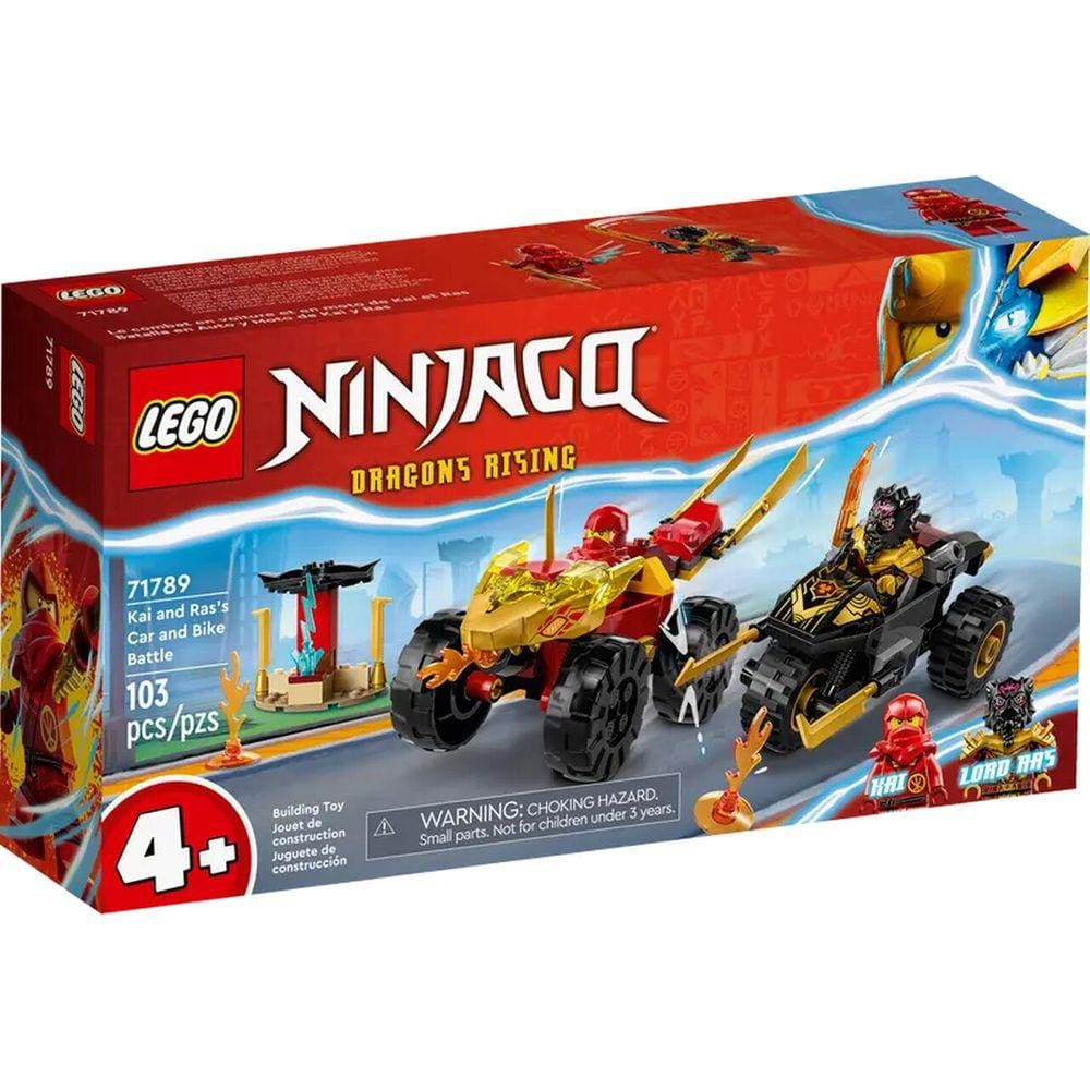 Lego Ninjago Batalha Carro e Moto de Kai e Ras 103 Pçs 71789