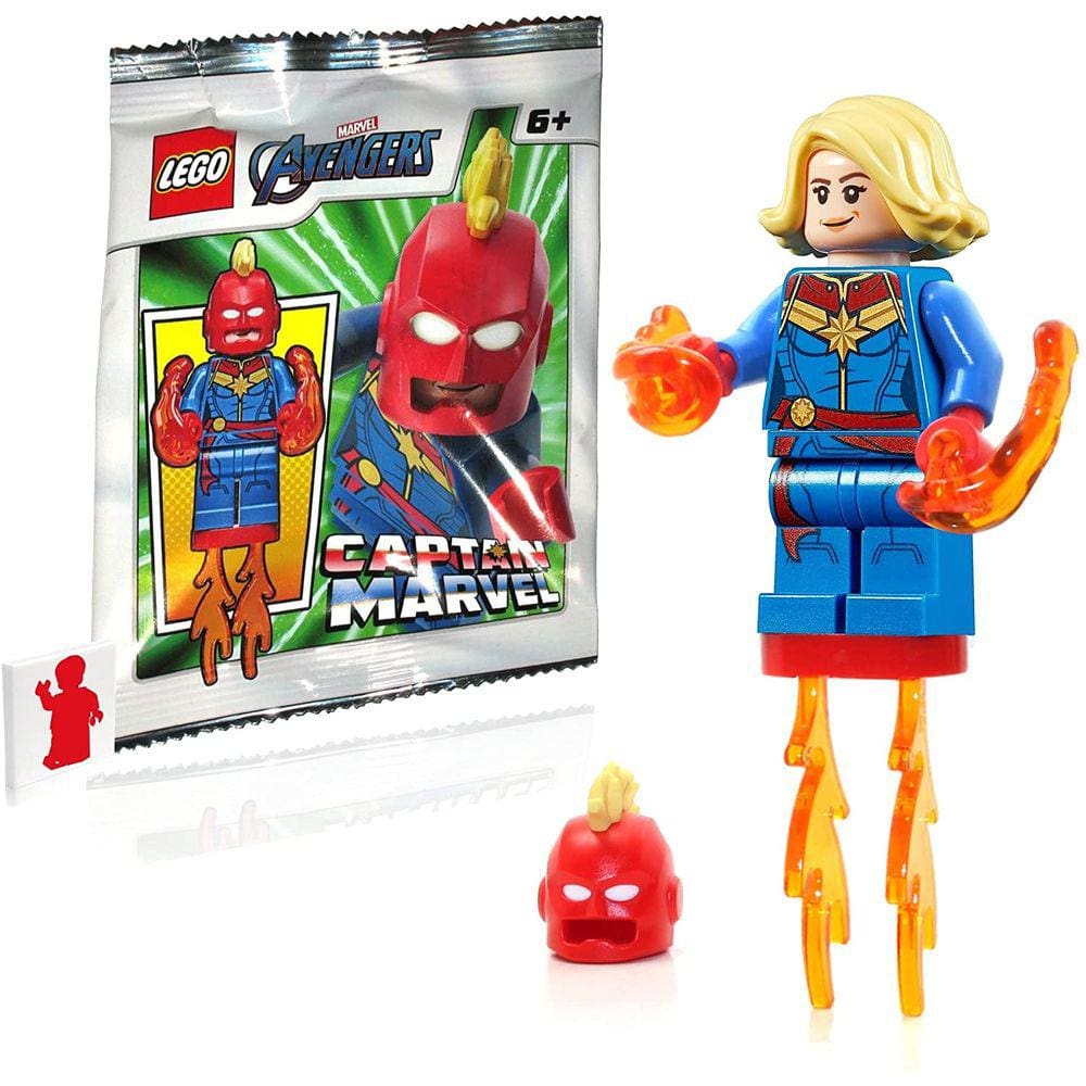 LEGO Marvel Super-heróis Super-heróis Minifigure - Capitã Marvel (com Cabelo, Capacete e Explosões de Energia)