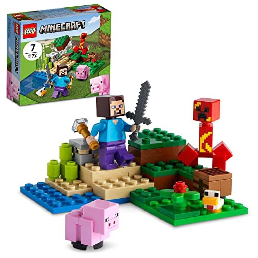 LEGO Minecraft The Creeper Ambush 21177 Building Kit; Playset de Aventura de Jogos; Brinquedo divertido e criativo para crianças de 7 anos (72 peças)