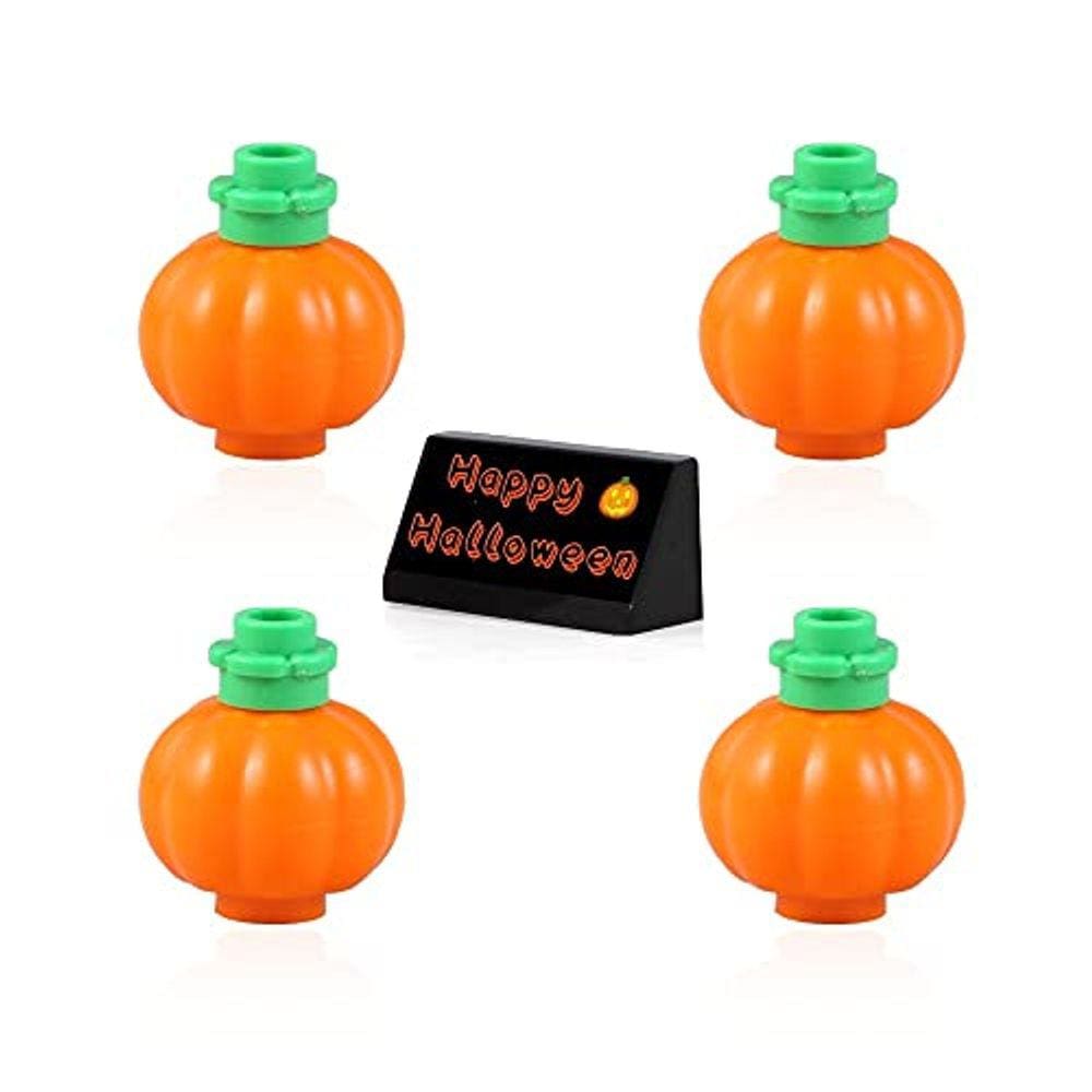 Acessórios LEGO Halloween - Pacote com 4 abóboras laranja com hastes verdes (com animal pequeno aleatório)
