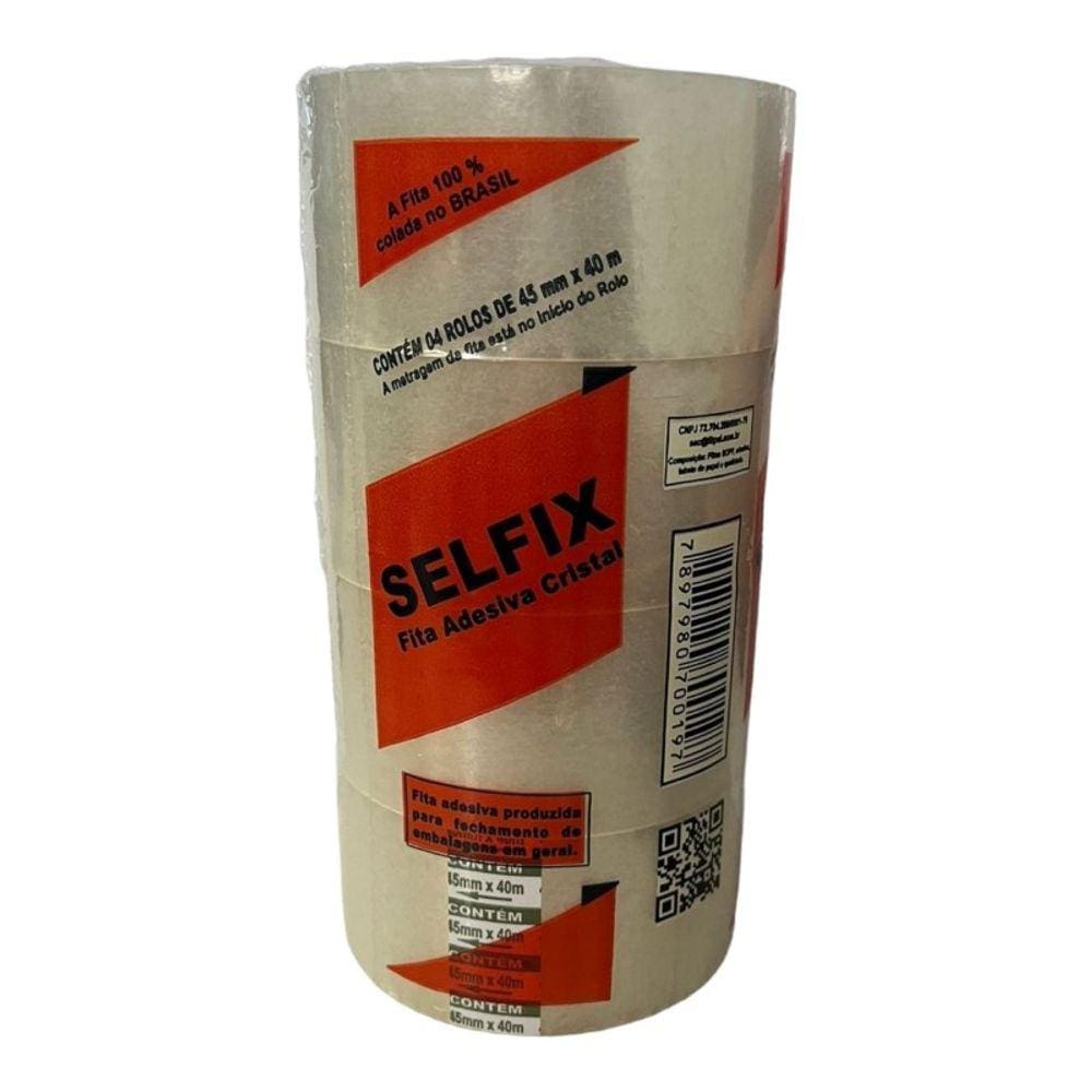 Kit 96 Rolos Fita Adesiva Transparente PVC 45x40 Embalagem