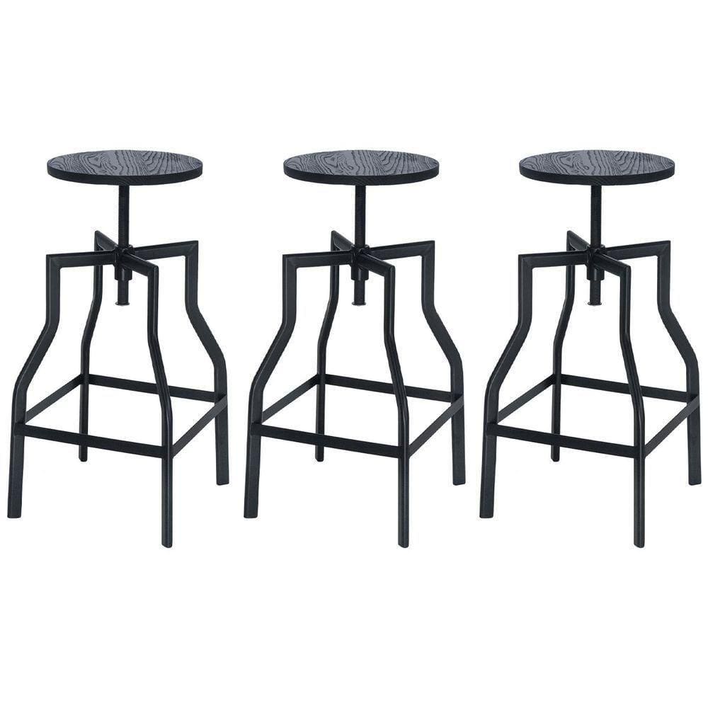 Kit 3 Banquetas Altas Retro Loft Bancada Industrial Turner Preto