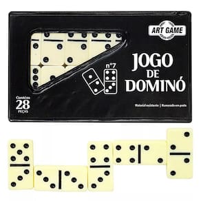 Jogo De Dominó 28 Peças No Estojo Doble Six 5mm Wellmix - Branco