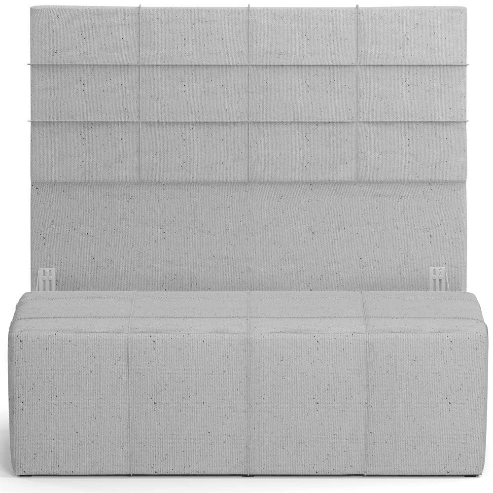 Kit Cabeceira Cama Box Queen 160cm com Calçadeira Roma W01 Linho Cinza - Lyam