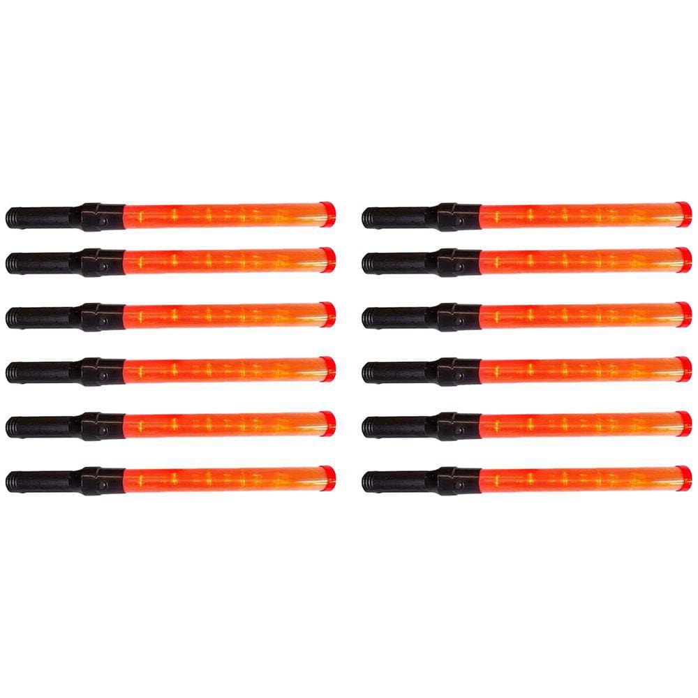 Bastao Sinalizador Kit 12 Unidades Fluorescente Transito Estacionamento Aeroporto Estrada Sinalizaçao Segurança Obra