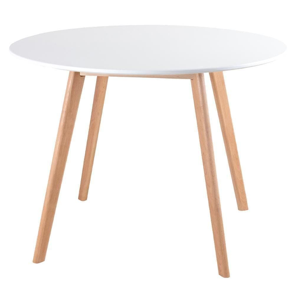 Mesa De Jantar Redonda Leda 100 Cm Branco Branco