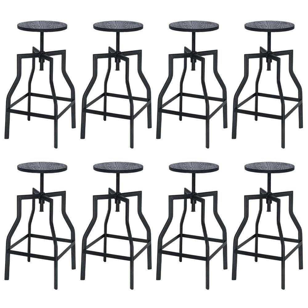Kit 8 Banquetas Altas Retro Loft Bancada Industrial Turner Preto