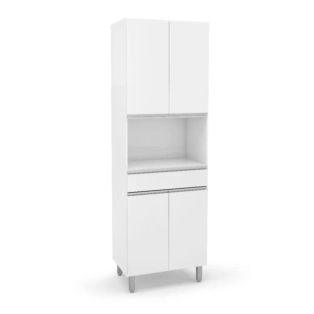 Paneleiro Top Class Espaço Para Microondas 4 Portas 1 Gaveta Branco Brilho Batrol Branco Brilho